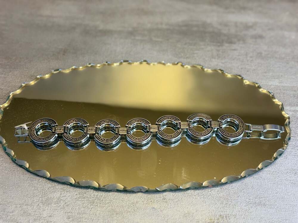 Brighton Central Park Silver Scrollwork Circle Link Bracelet